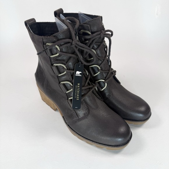 Sorel Shoes - Sorel Womens 8.5 Waterproof Leather Lace Up Ankle Boots Brown NL3715 NWT